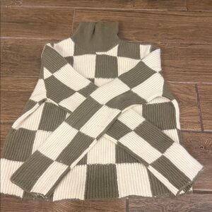 Checkered Green and Cream Sweater